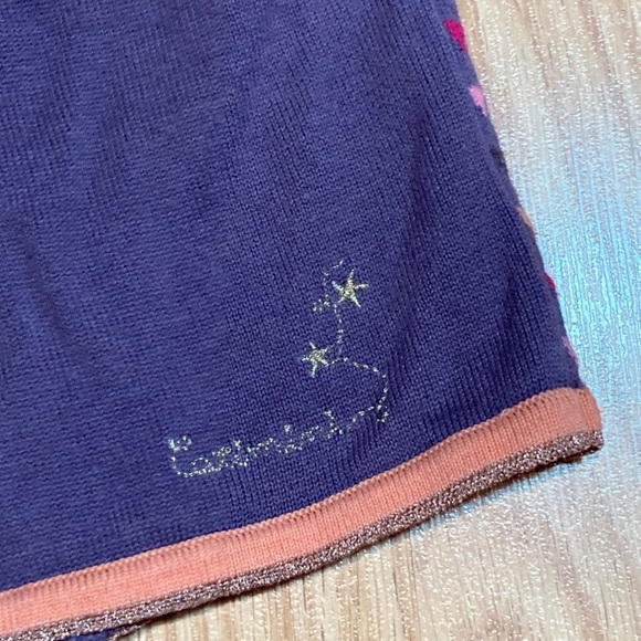 Catimini Knit Zip Up Cardigan Sweater Girls Purple Pink Geometric Elbow Patches - Picture 6 of 7